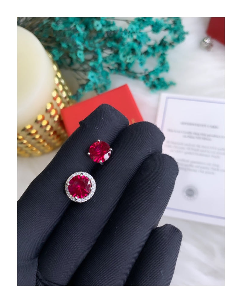 2 Carat Detachable Ruby Solitaire Belissa Studs on Pure 925 Silver