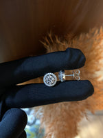 1.3 Carat Each Classic Halo Studs with Premium Screw Backs