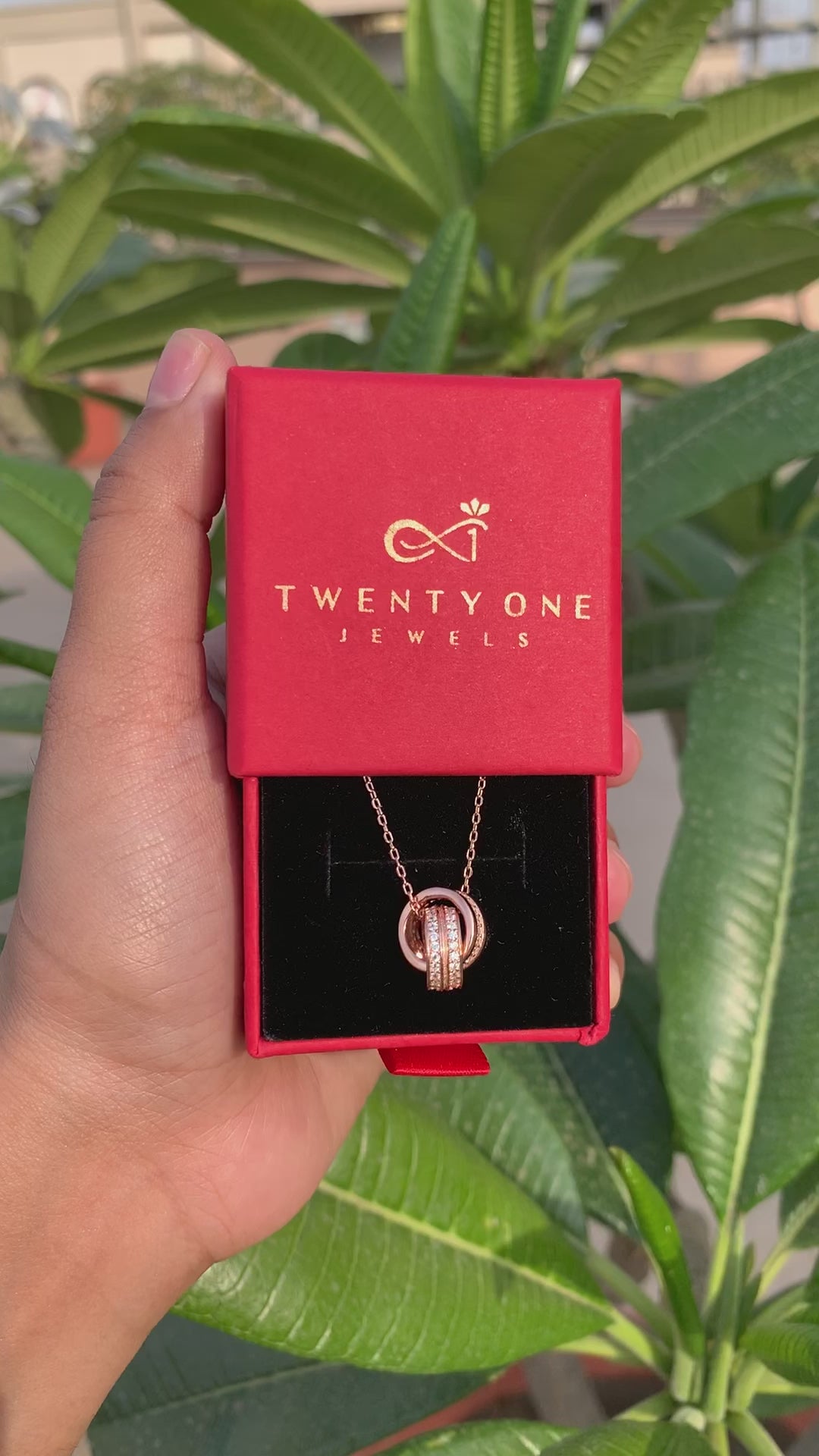 Load and play video in Gallery viewer, Valentines Exclusive American Diamond Studded Rose Gold Finish Intertwined Ring of Love on Pure 925 Silver
