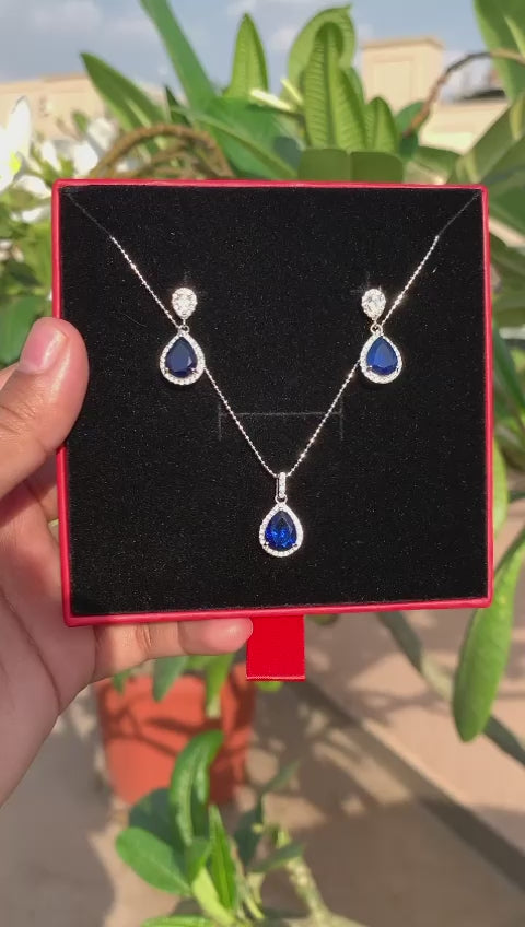 Blue Sapphire Filipino Pendant Set On 925 Silver