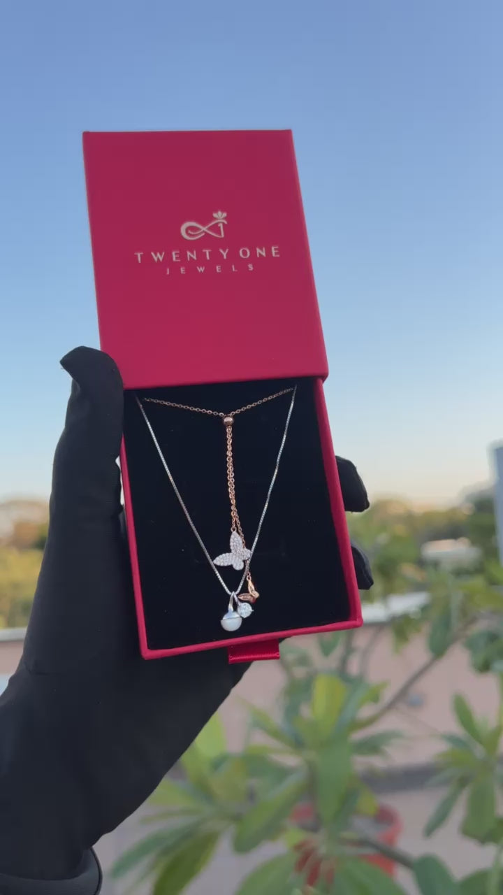 Fonseca Combo Pendant Stack of Two Pure 925 Silver Pendants with Chain