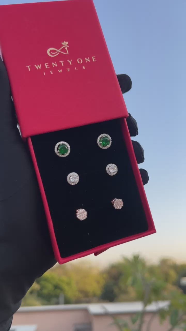 Load and play video in Gallery viewer, Vanessa Studs Combo of Three Pairs on Pure 925 Silver
