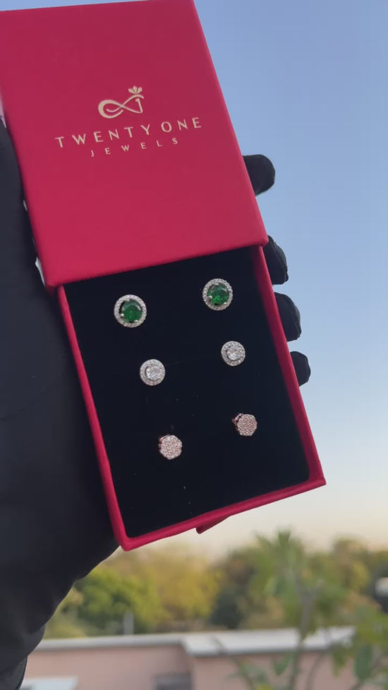 Load and play video in Gallery viewer, Vanessa Studs Combo of Three Pairs on Pure 925 Silver
