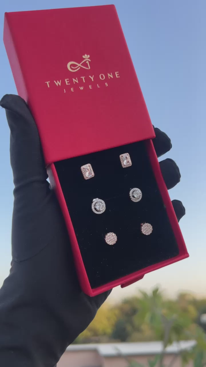 Savana Studs Combo of Three Pairs on Pure 925 Silver