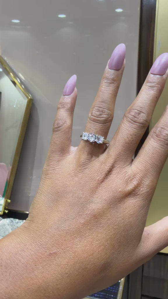 Load and play video in Gallery viewer, Three Solitaire Diana Ring on Pure 925 Silver
