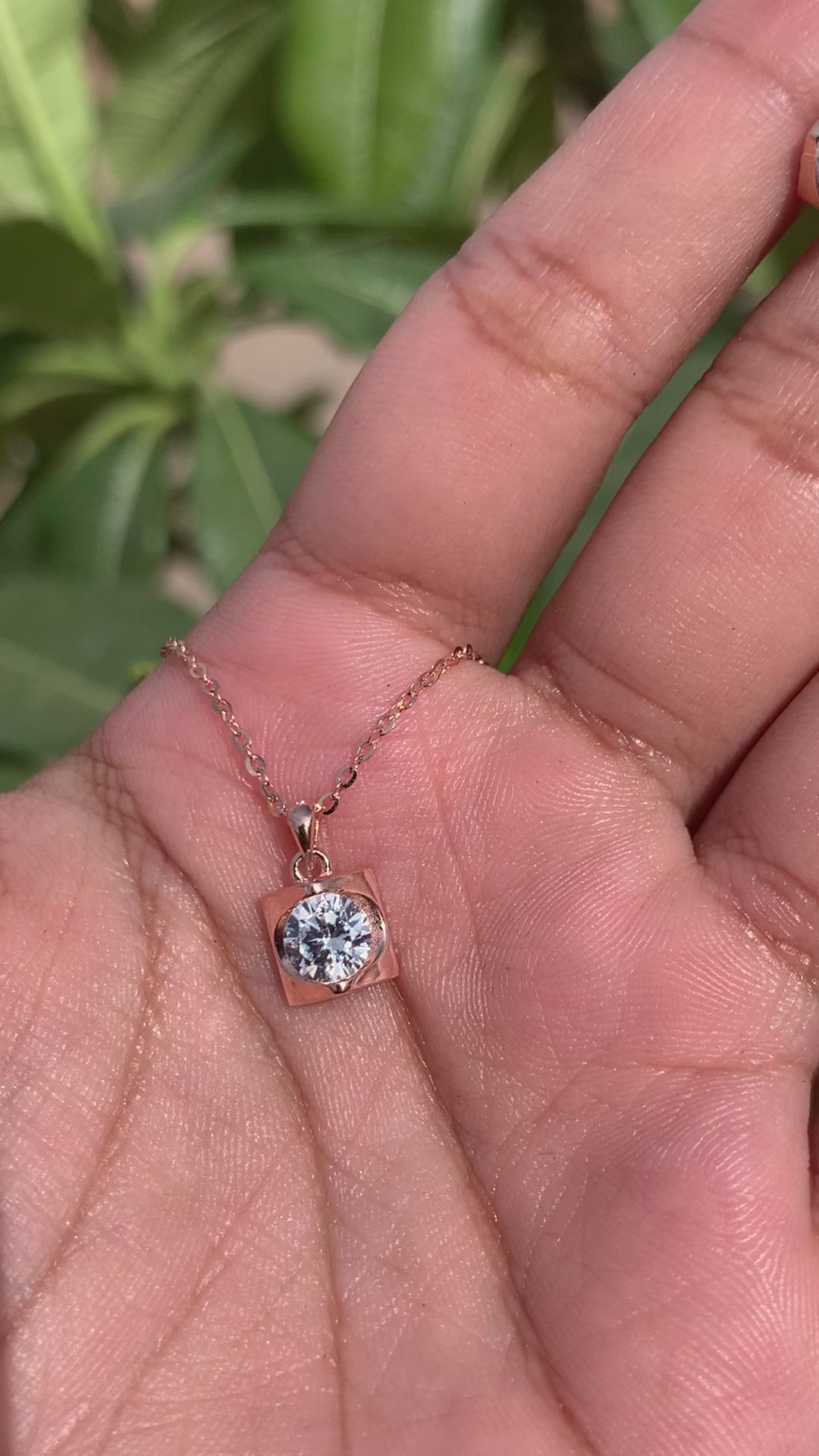 Load and play video in Gallery viewer, Rose Gold Solitaire Vanity Pendant Set on Pure 925 Silver
