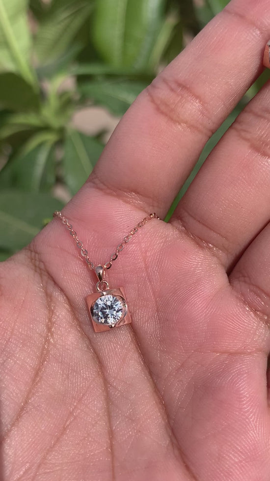 Load and play video in Gallery viewer, Rose Gold Solitaire Vanity Pendant Set on Pure 925 Silver
