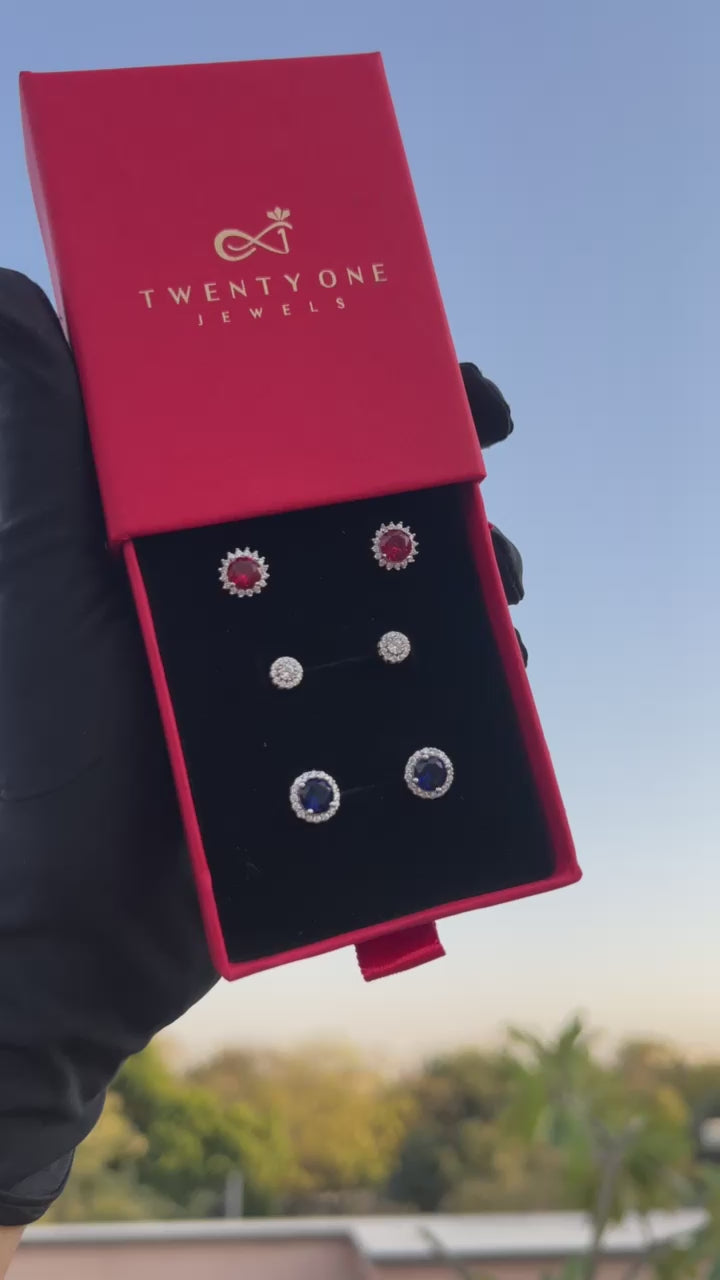 Load and play video in Gallery viewer, Allora Studs Combo of Three Pairs on Pure 925 Silver
