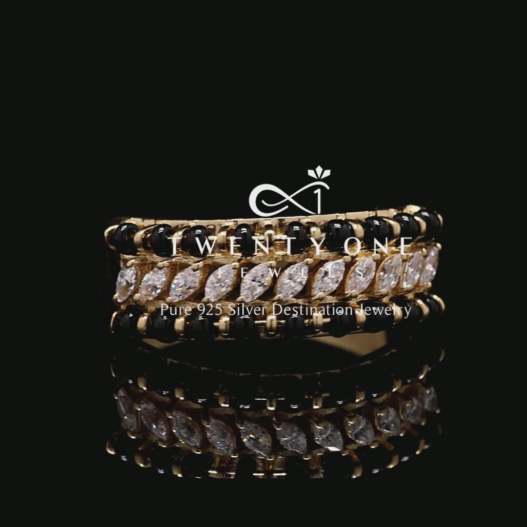 Load and play video in Gallery viewer, 18k Gold Finish Tara Mangalsutra Ring on Pure 925 Silver
