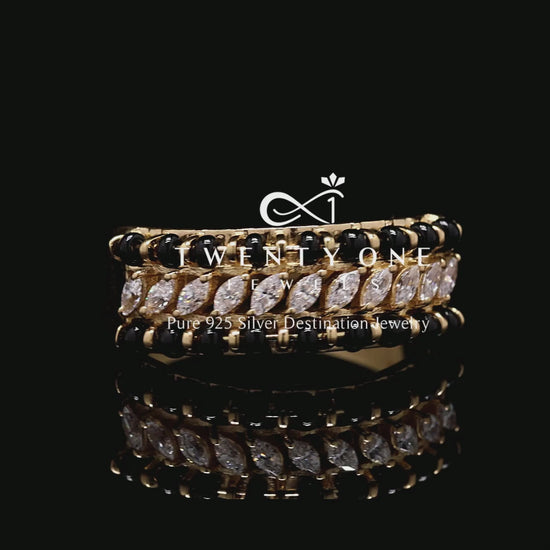 Load and play video in Gallery viewer, 18k Gold Finish Tara Mangalsutra Ring on Pure 925 Silver
