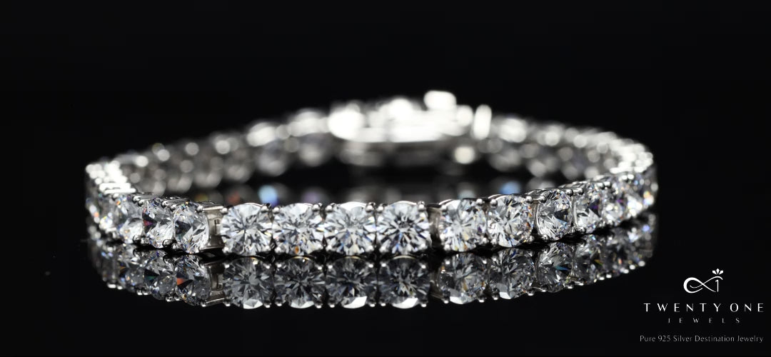 50 Pointer Premium White Gold Finish Classic Solitaire Tennis Bracelet