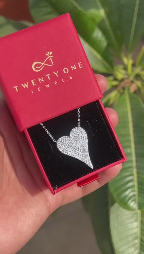 Load and play video in Gallery viewer, Exclusive Diamond Studded Melissa Heart Pendant on Pure 925 Silver
