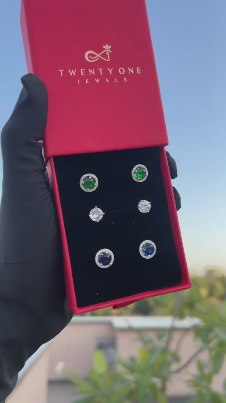 Nora Studs Combo of Three Pairs on Pure 925 Silver