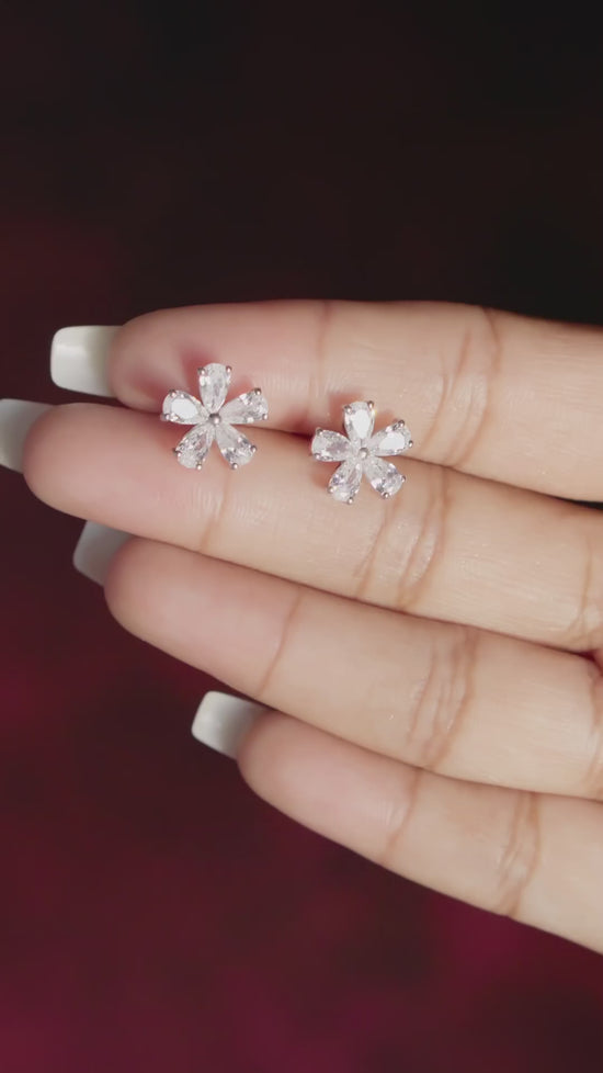 Load and play video in Gallery viewer, Premium Range Floral ALIZEH Studs with Screw Backs
