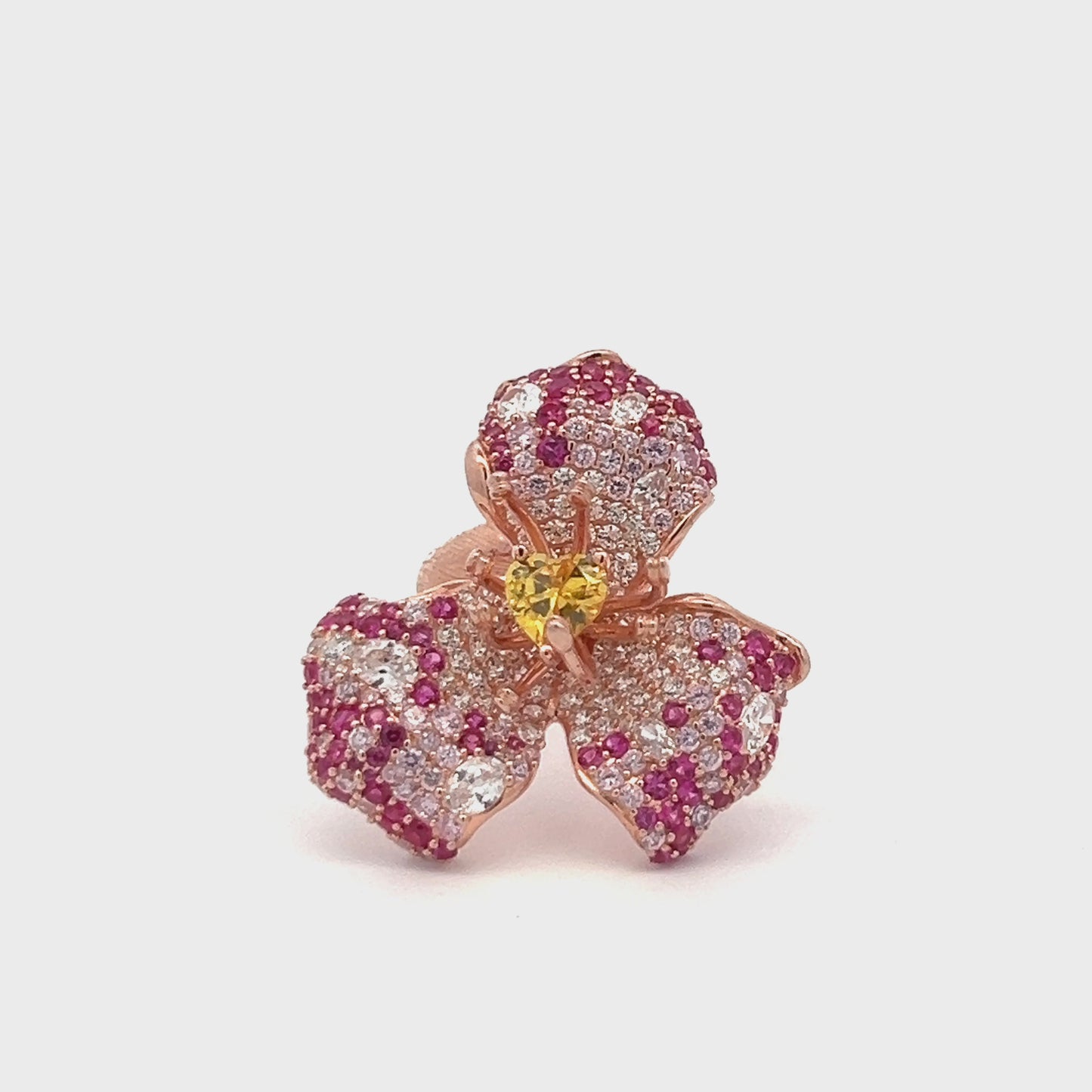 Load and play video in Gallery viewer, Ultra Premium Rose Gold Finish Yellow Heart Diamond Solitaire Ring on Pure 925 Silver
