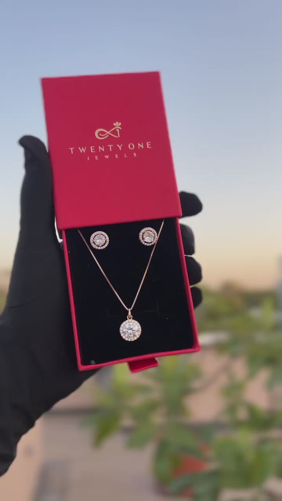 Load and play video in Gallery viewer, Shelly Rose Gold Combo Pendant Set on Pure 925 Silver
