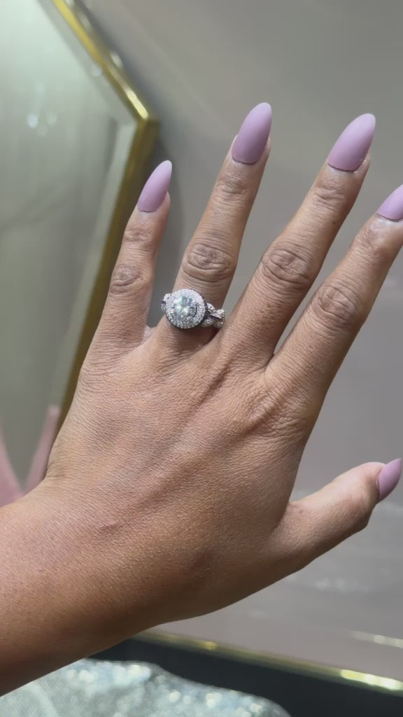 Load and play video in Gallery viewer, Premium Micro Setting Statement Addison Solitaire Ring with Ruby Detailing on Pure 925 Silver
