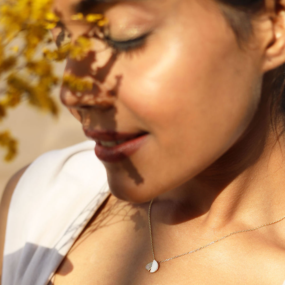 Two Halves Gold Finish Pendant With Chain