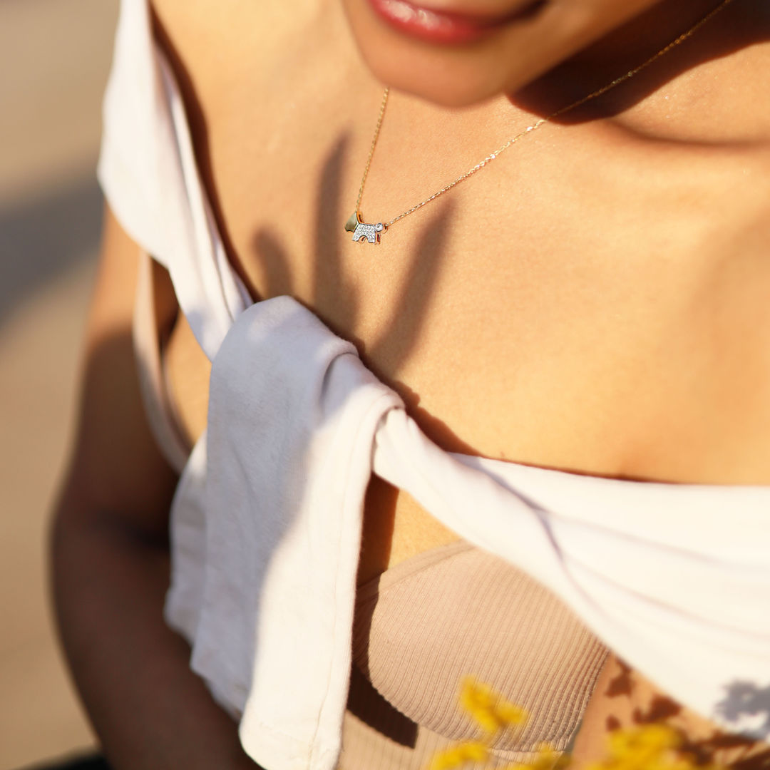 Gold Finish Dog Pendant with Chain