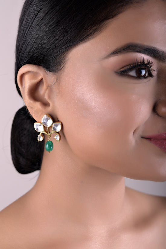 Lavasi Pure 925 Silver Polki Earrings