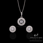 Pure 925 Silver Diamond Studded Trevy Pendant Set With South Screw Studs
