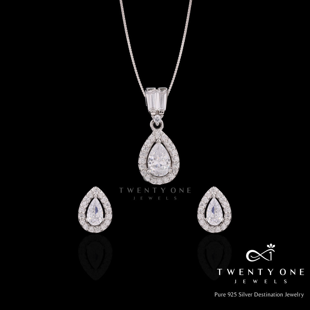 Drop Solitaire Doremi Pendant Set on 925 Silver Without Chain