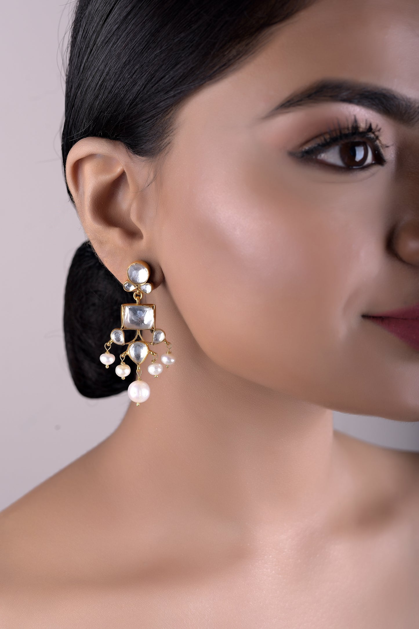Meeraki Polki Earrings Pure 925 Silver Twenty One Jewels