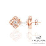 Knotty Diamond Solitaire and Baguette Studs on Pure 925 Silver