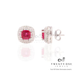 Cushion Cut Solitaire Vallery Studs on Pure 925 Silver