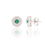 Diamond Studded Georgina Studs with Centre Solitaire on Pure 925 Silver.