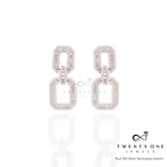 White Baguette Long Earrings