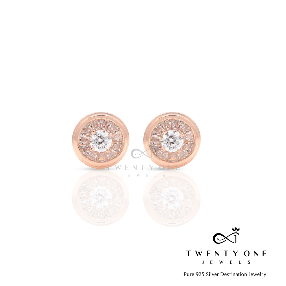 Small Petite Pure 925 Silver Rose Gold Tara Studs