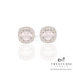 Cushion Cut Solitaire Vallery Studs on Pure 925 Silver