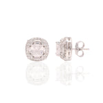 Cushion Cut Solitaire Vallery Studs on Pure 925 Silver