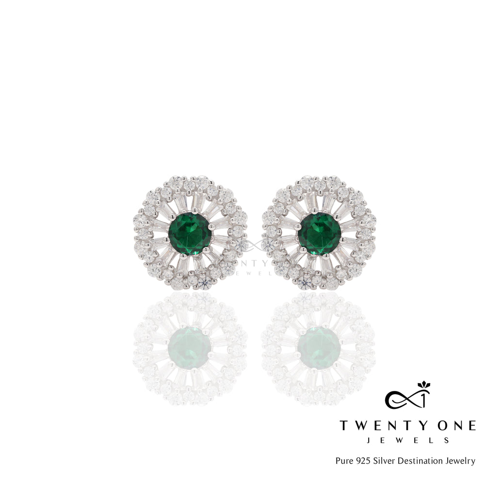 Round Sophie Diamond Studs on Pure 925 Silver