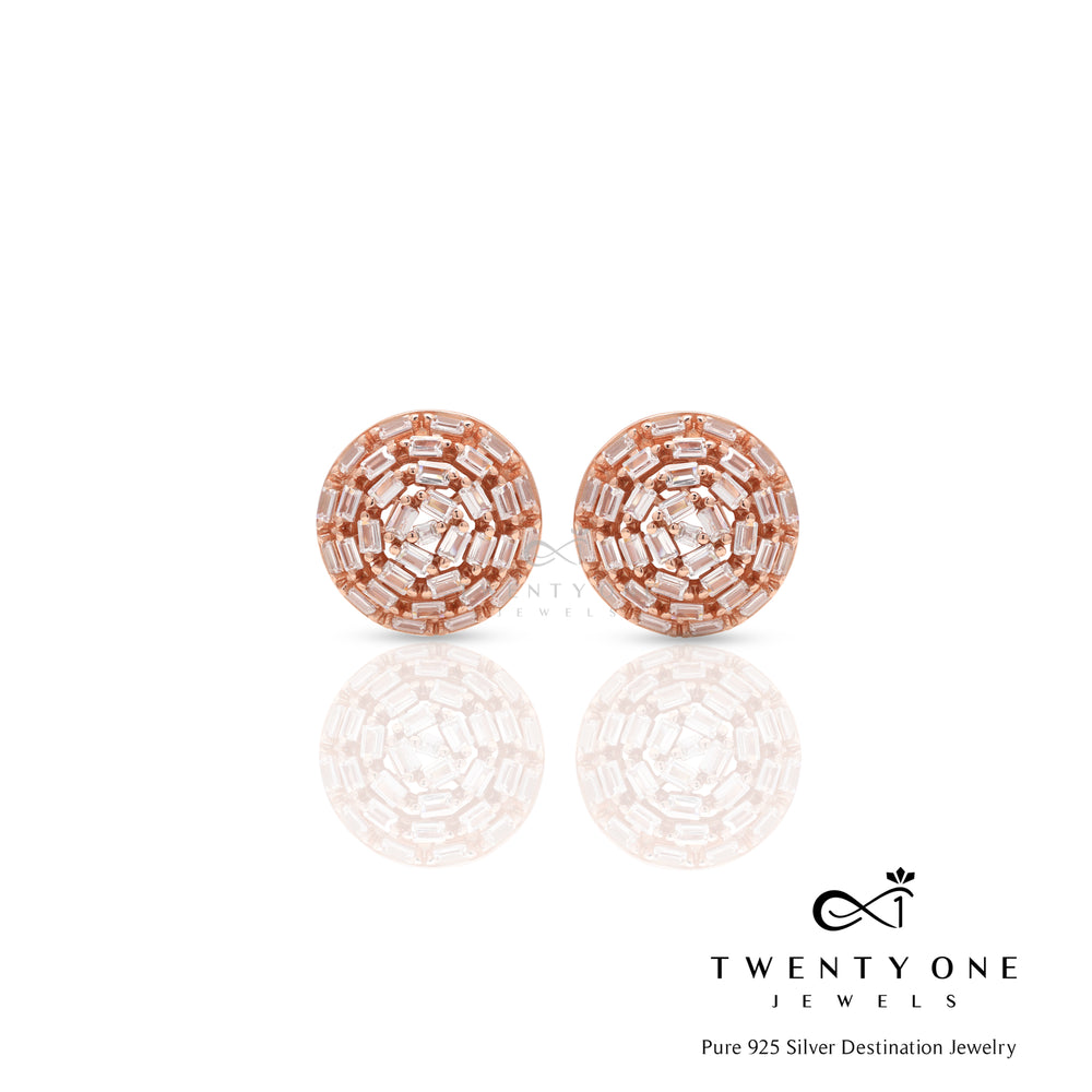 Rose Gold Cama Studs on Pure 925 Silver