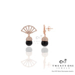 Black Pearl Japanese Rose Gold fan Earring