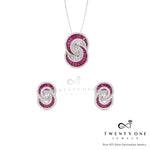 Invisible Setting Ruby Sylvie Pendant Set on 925 Silver