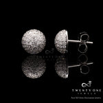 Diamond Studded Rounded Globe Studs On Pure 925 Silver