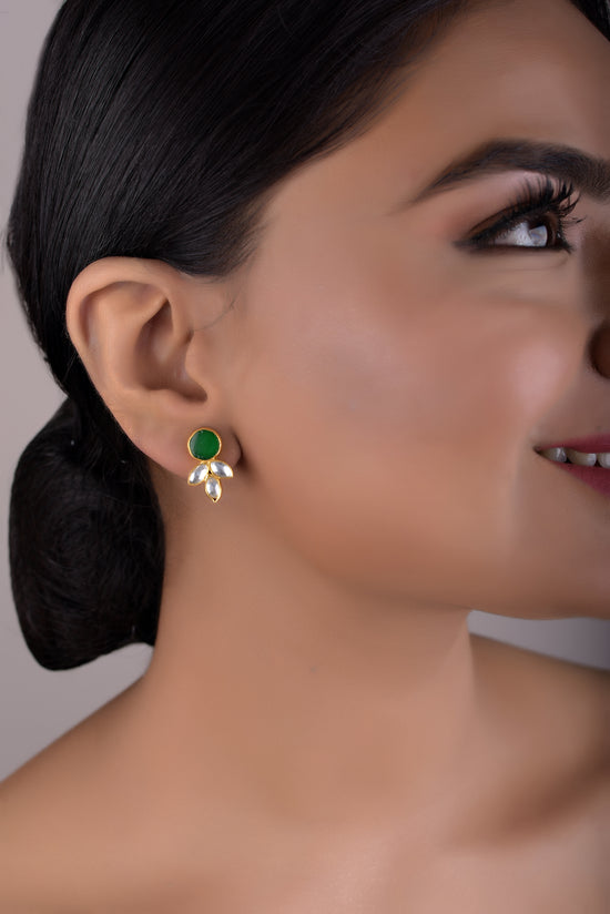 Insiya Polki Studs - Pure 925 Silver