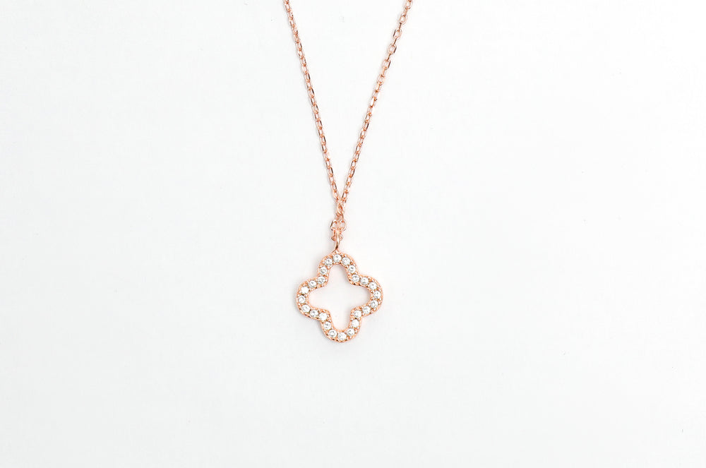 Rose Gold Diamond Studded Clover Leaf