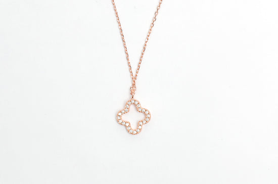 Rose Gold Diamond Studded Clover Leaf Pendant