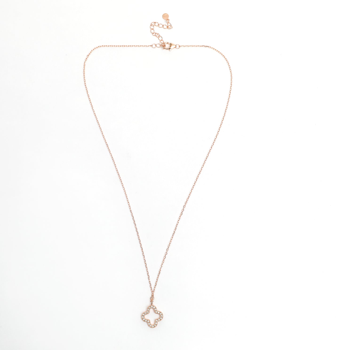 Rose Gold Diamond Studded Clover Leaf Pendant