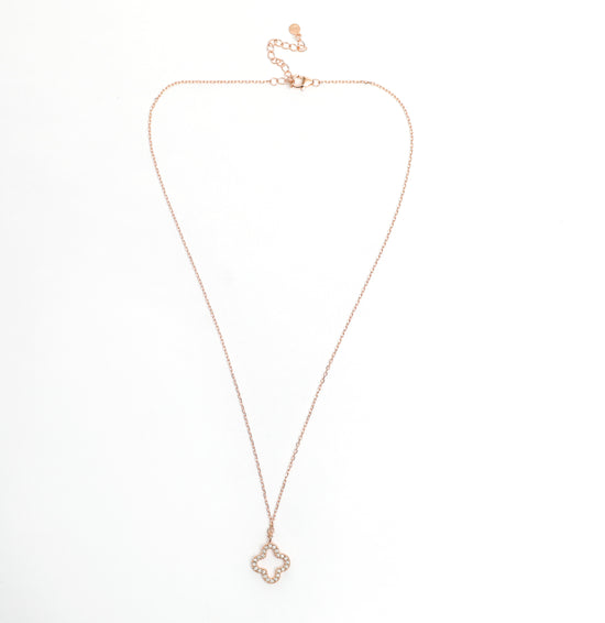 Rose Gold Diamond Studded Clover Leaf Pendant