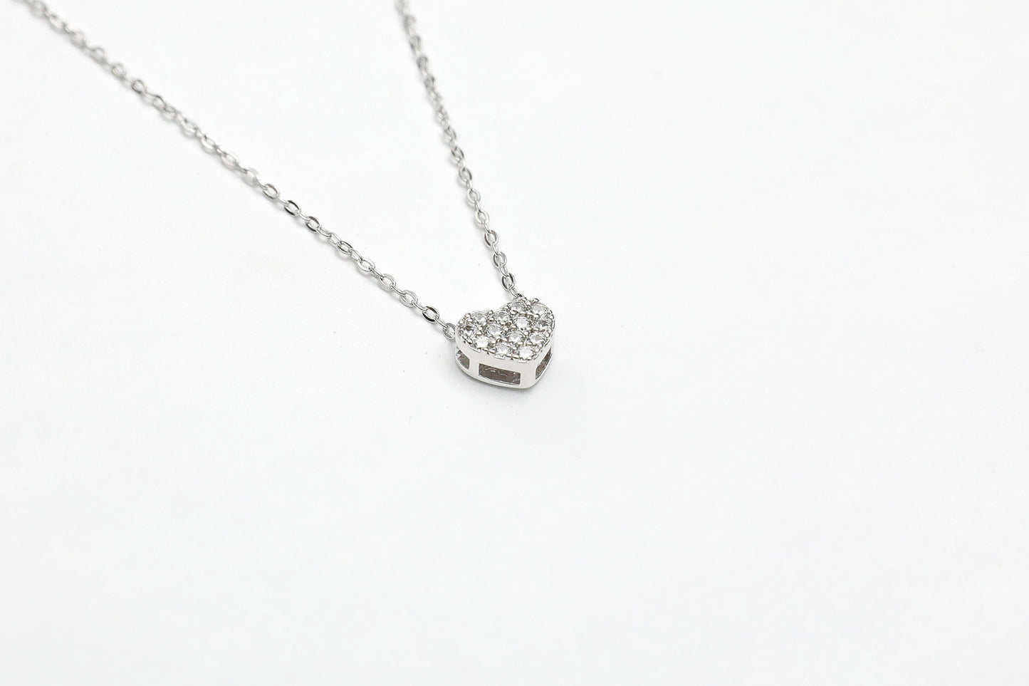 Clara Diamond Studded Small Heart Pendant with Chain