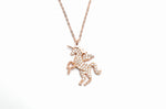Rose Gold Diamond Studded Jonny Unicorn Pendant with Chain