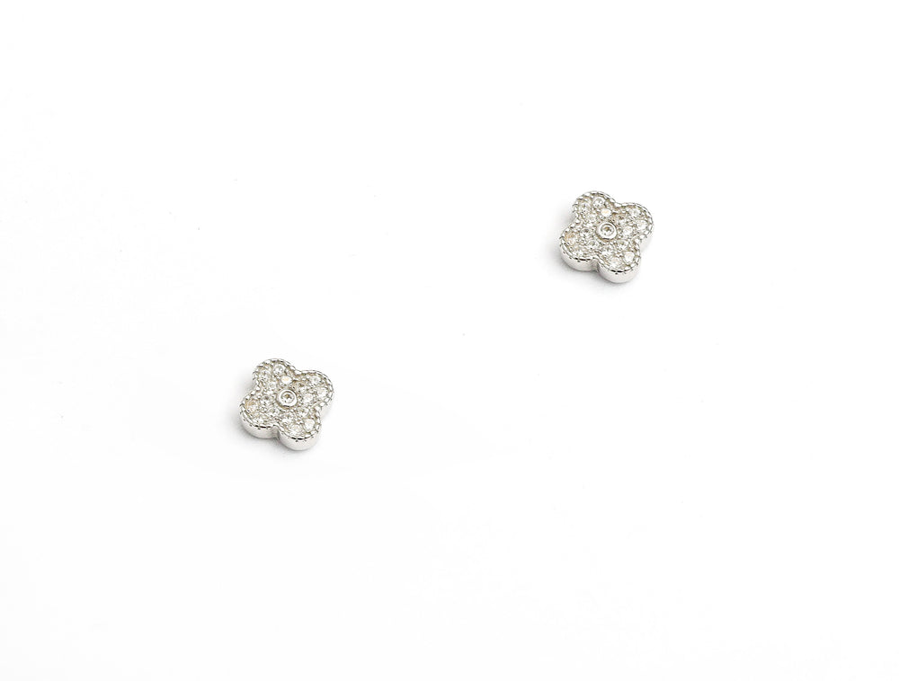 Diamond Studded Clover Penny Studs