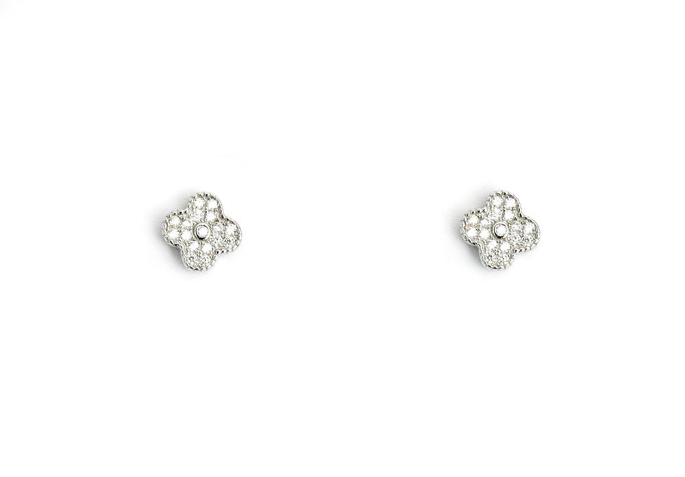 Diamond Studded Clover Penny Studs