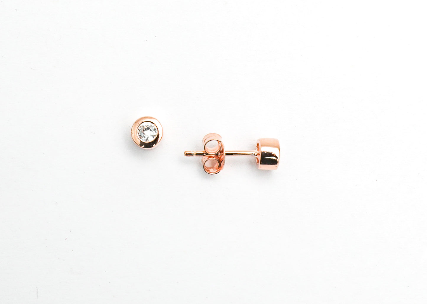 Rose Gold Bezel Setting Archie Studs