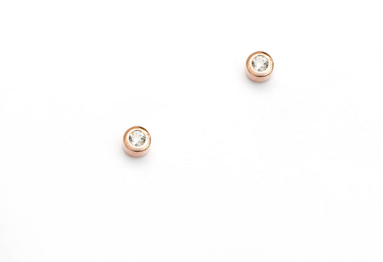 Rose Gold Bezel Setting Archie Studs